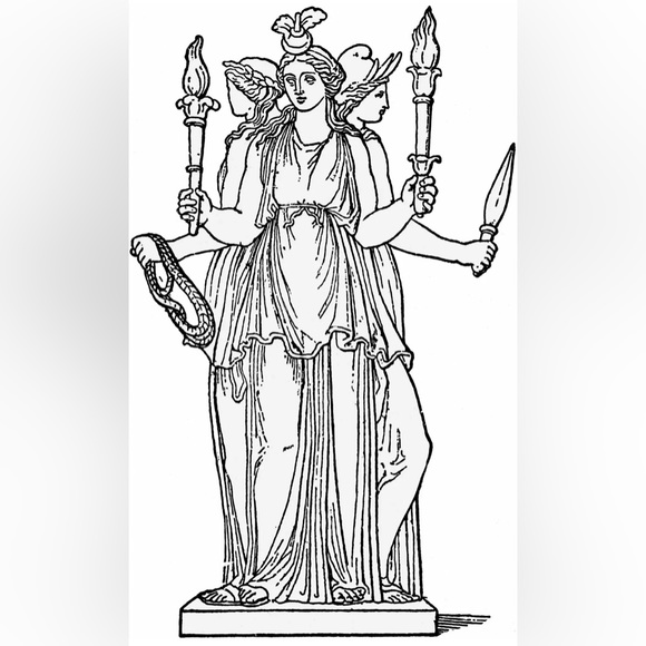 “Maiden, Mother, Crone” Hecate Triple Moon Greek Goddess Magic Cameo Necklace - Picture 7 of 13